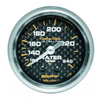 Autometer Carbon Fiber Series 2-1/16” Water Temperature 120-240 °F Gauge (4732)
