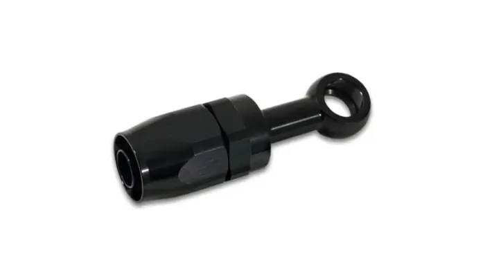 Vibrant -10AN Banjo Hose End Fitting for use with M12 or 7/16in Banjo Bolt – Aluminum Black