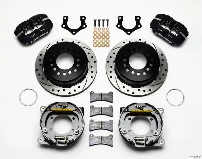 Wilwood Dynapro Low-Profile 11.00in P-Brake Kit Drilled Mopar/Dana 2.50in Off w/Snap Ring Bearing